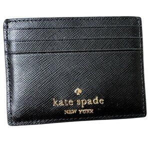 KATE SPADE Madison Black Small Slim Card Holder 4”x3” Wallet Credit Cards Travel